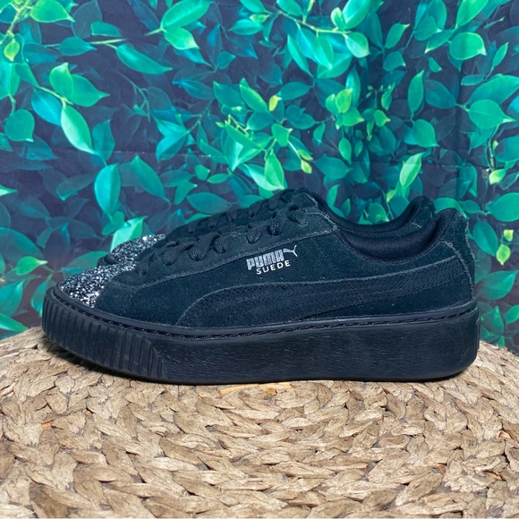 Puma suede crushed gem platform black suede lace sneakers - Picture 3 of 7